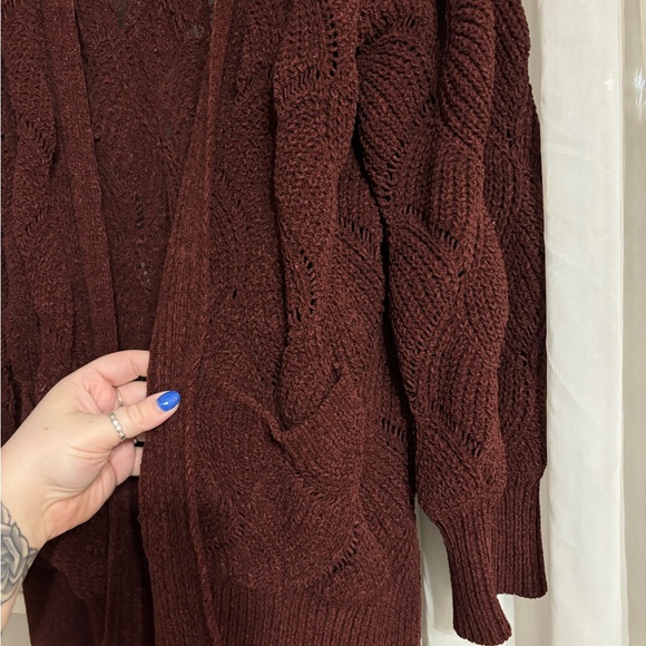 Burgundy Cardigan Sweater - Picture 3 of 4